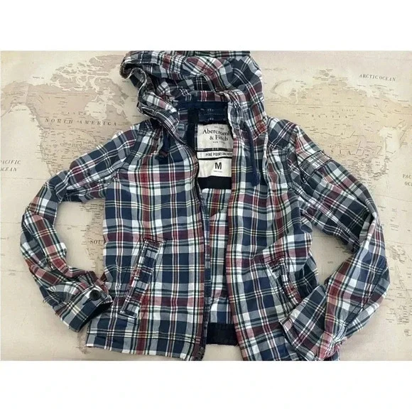 Vintage Abercrombie & Fitch Pine Point 90s Hooded Coat Jacket Size Medium - Picture 1 of 11
